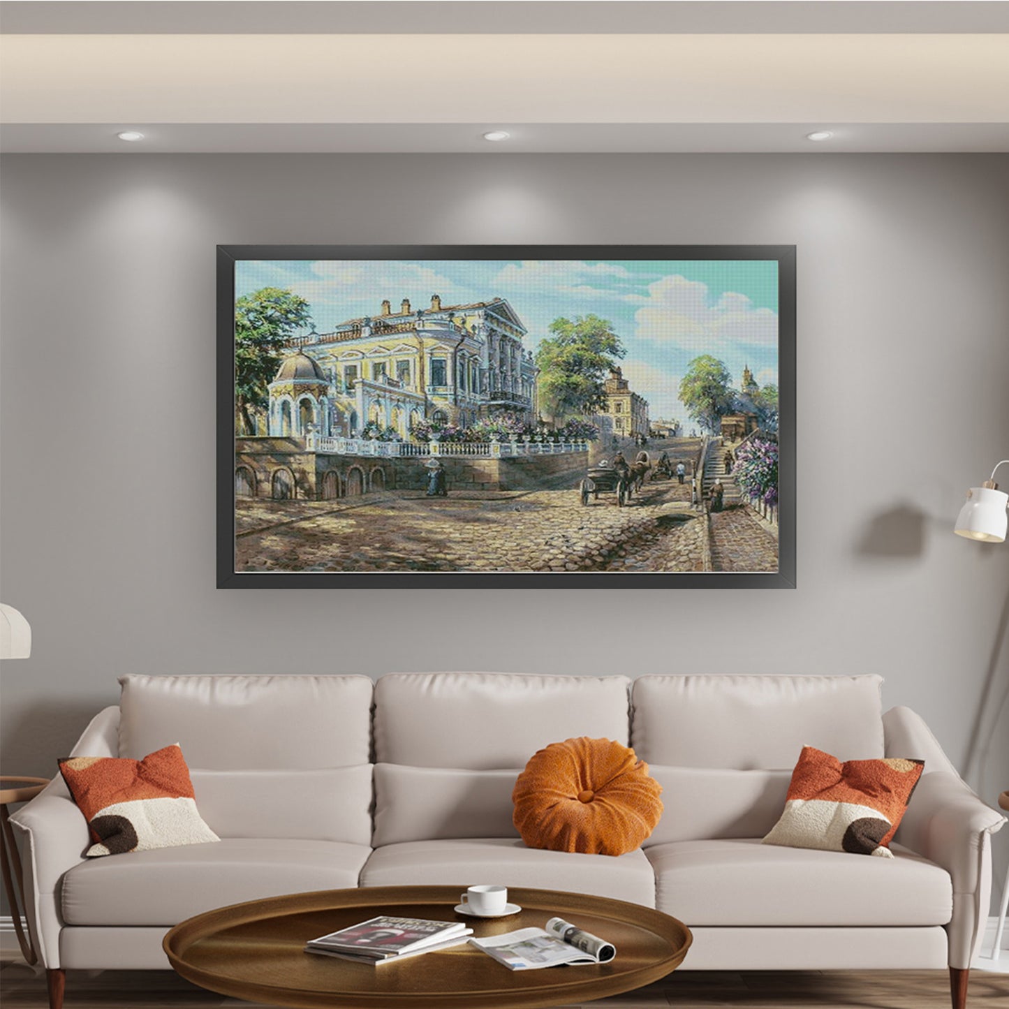 Small Town In Lilac Bloom - 14CT Stamped Cross Stitch 82*51CM (Egyptian cotton)(Xiaobai)