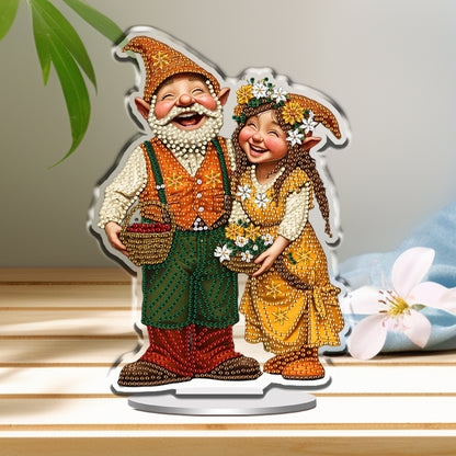 2D Flat Gnome DIY Acrylic Table Top Diamond Painting Ornament Kits for Adults