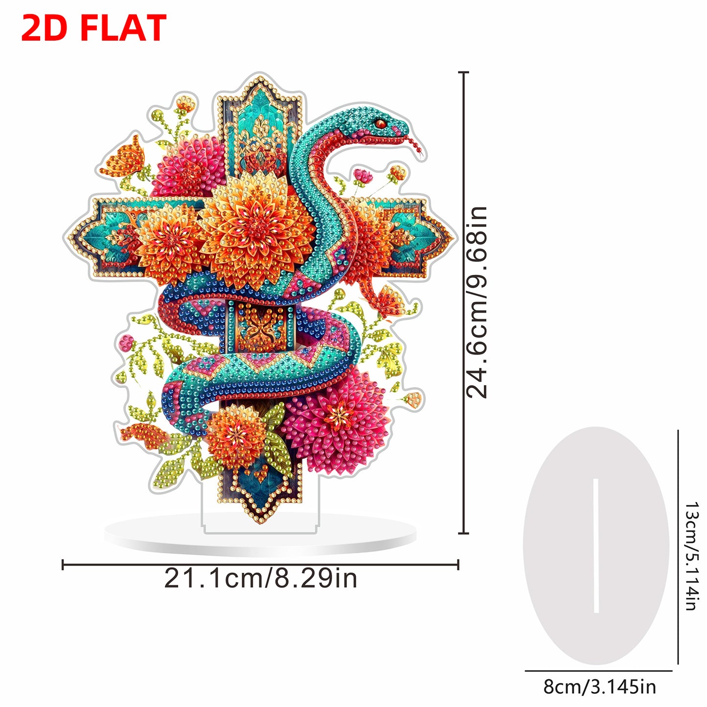 2D Flat Cross Snake DIY Acrylic Table Top Diamond Painting Ornament Kits