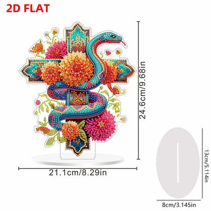 2D Flat Cross Snake DIY Acrylic Table Top Diamond Painting Ornament Kits