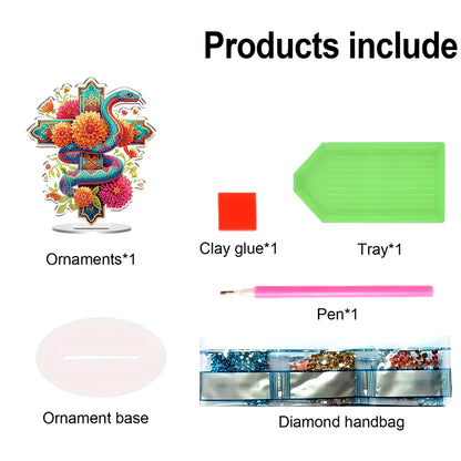 2D Flat Cross Snake DIY Acrylic Table Top Diamond Painting Ornament Kits