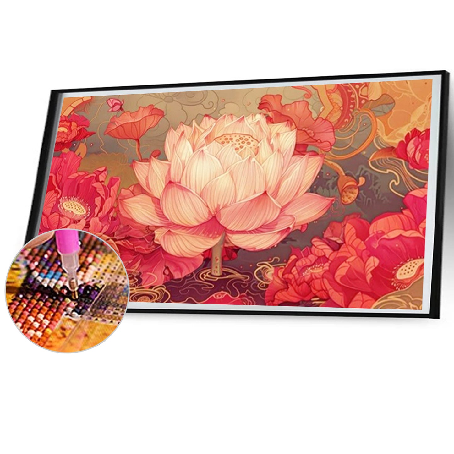 Pink Lotus Flower - Full Square Drill Diamond Painting 70*40CM
