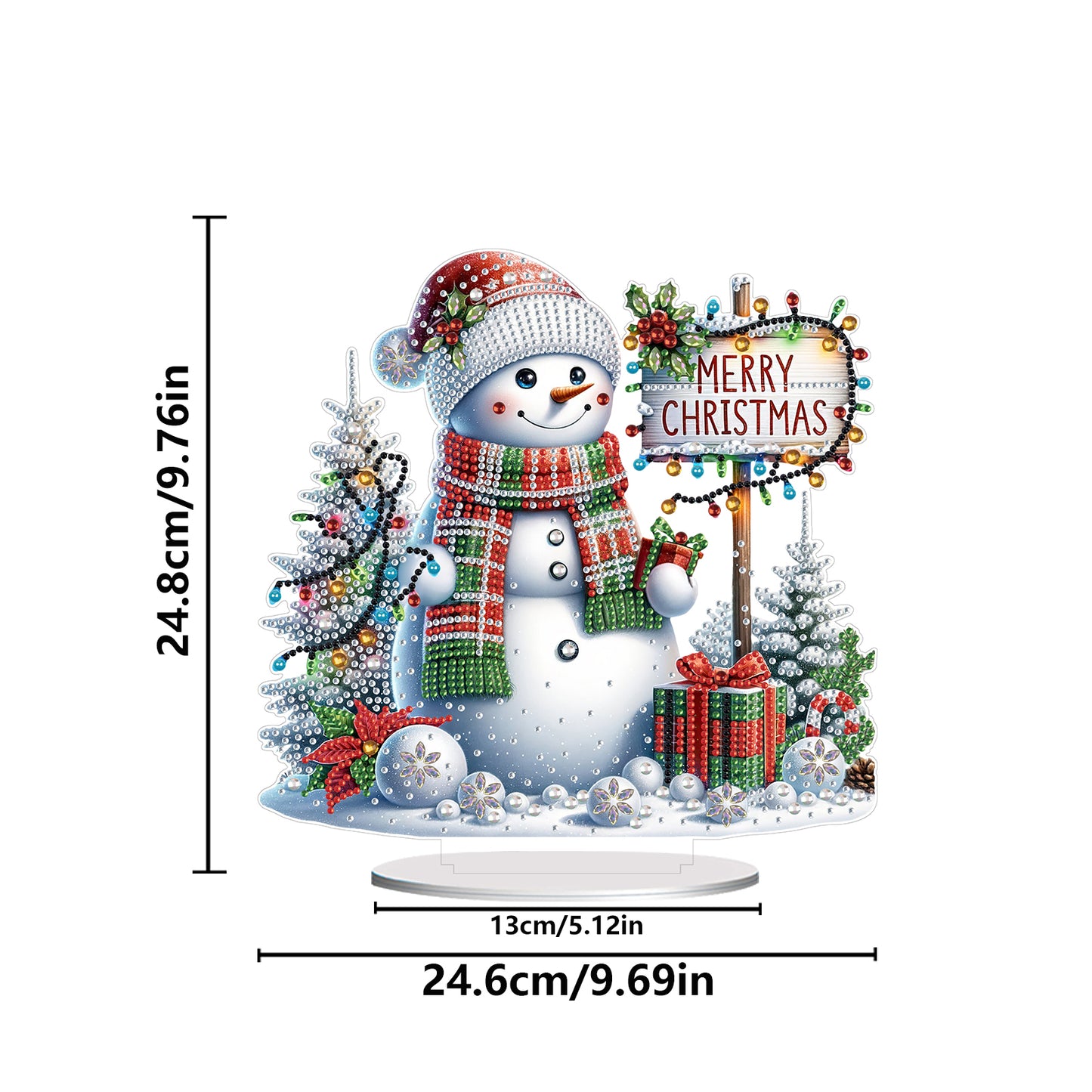 2D Flat Christmas Print DIY Diamond Painting Desktop Ornaments Kit Table Decor