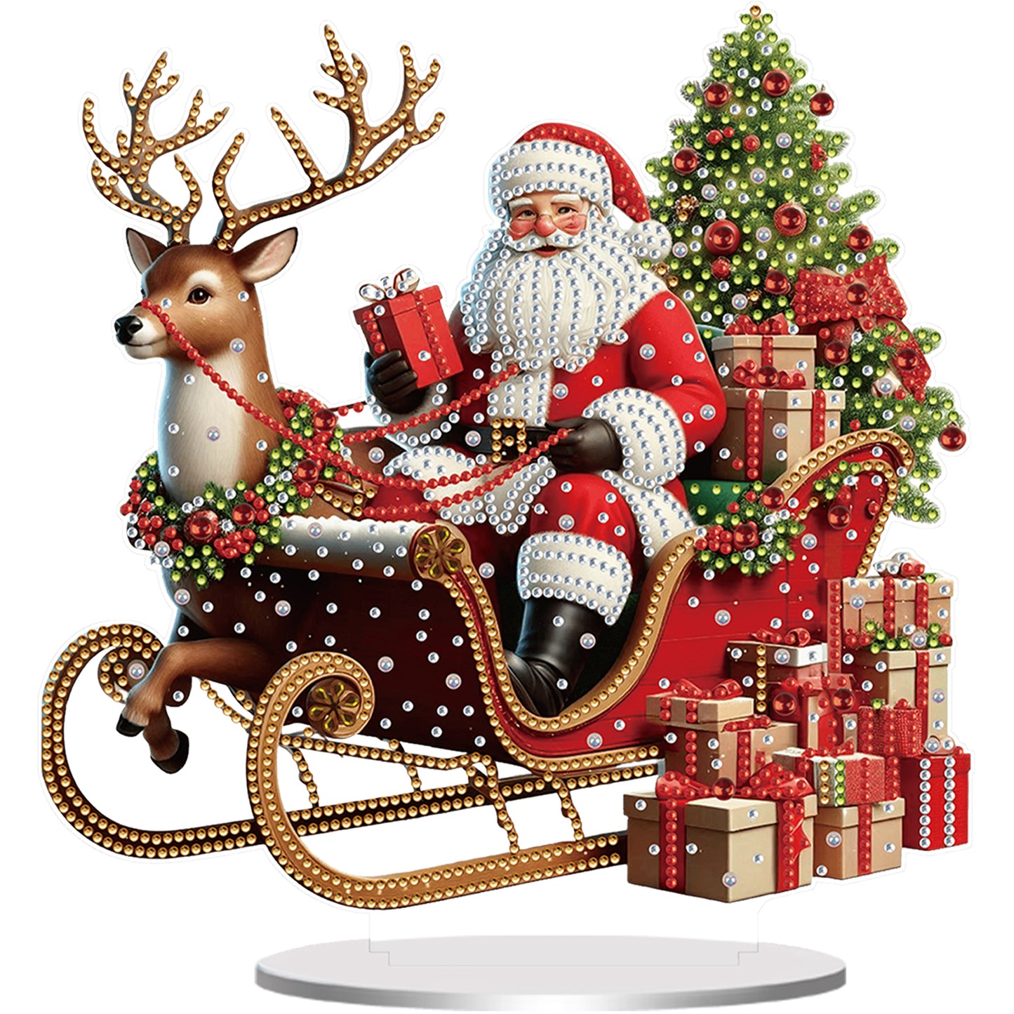 2D Flat Christmas Print DIY Diamond Painting Desktop Ornaments Kit Table Decor