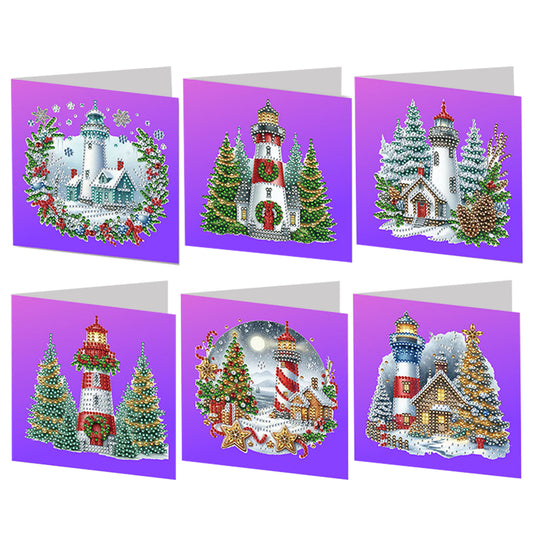 6pcs DIY Diamond Painting Greeting Card Set for Holiday Blessings Christmas Gift