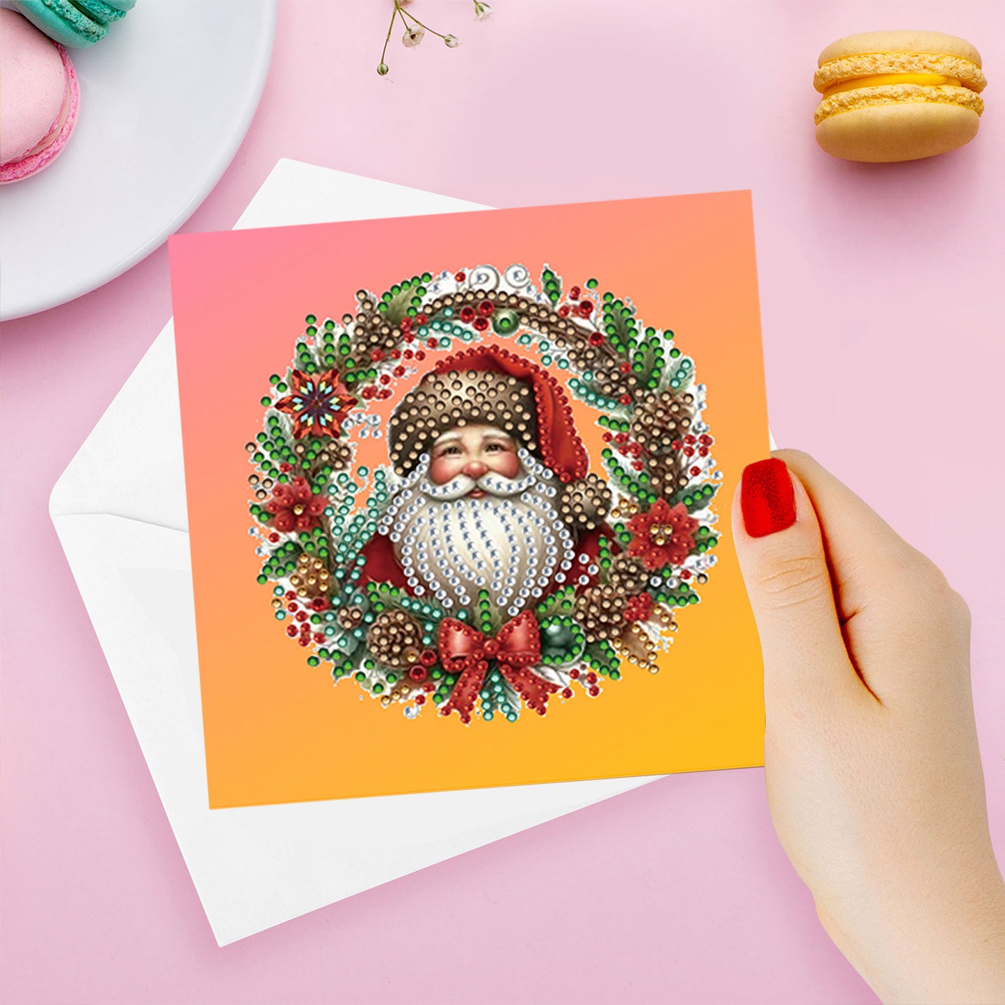 6pcs DIY Diamond Painting Greeting Card Set for Holiday Blessings Christmas Gift