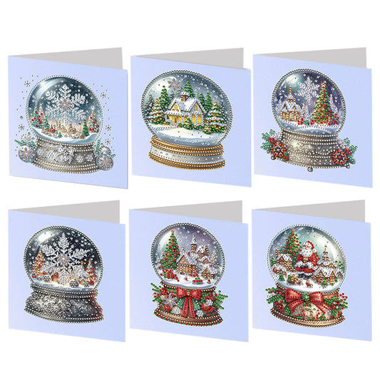 6pcs DIY Diamond Painting Greeting Card Set for Holiday Blessings Christmas Gift