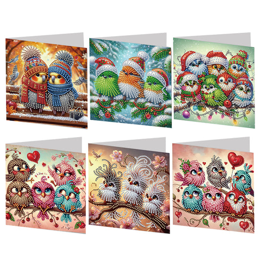 6pcs DIY Diamond Painting Greeting Card Set for Holiday Blessings Christmas Gift