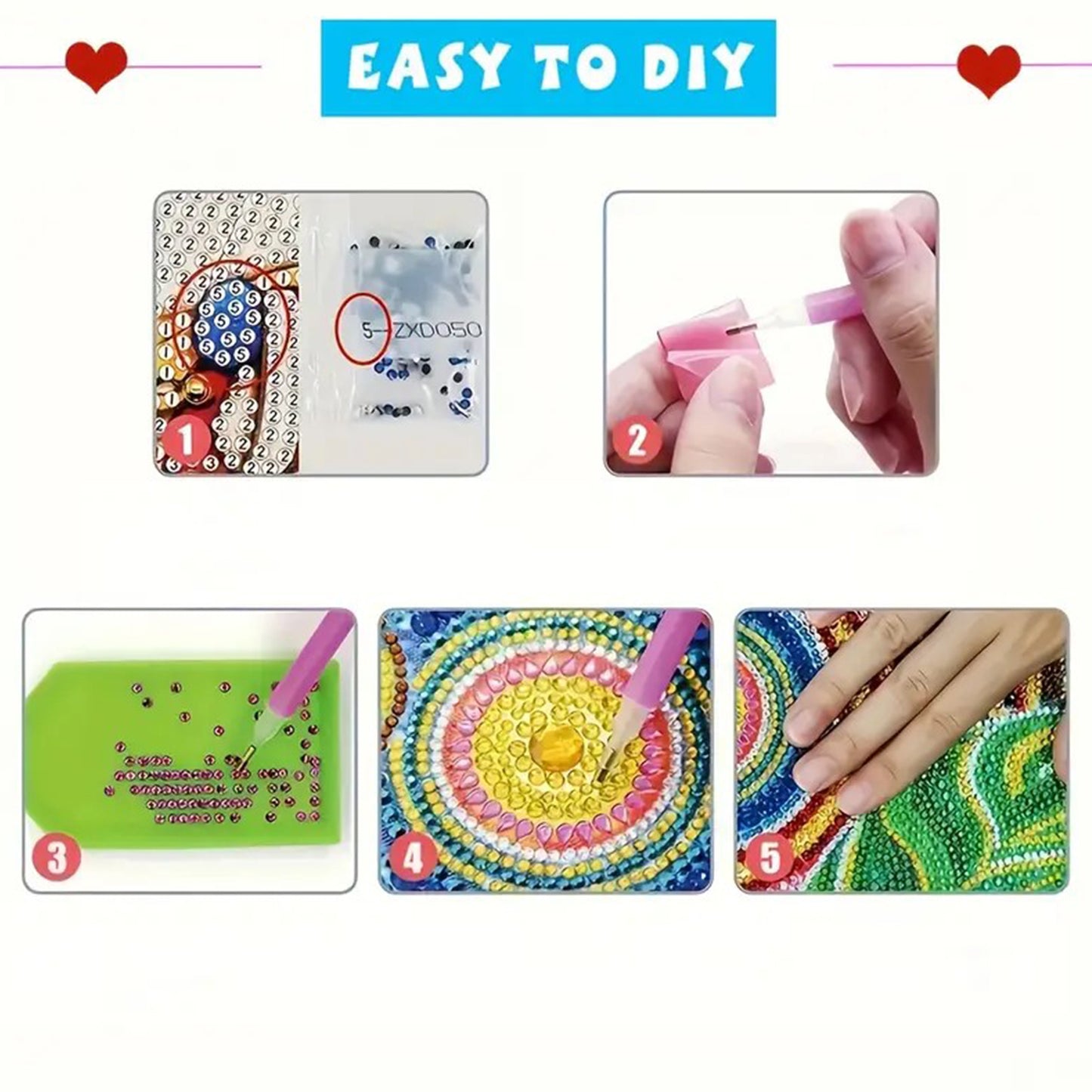 6pcs DIY Diamond Painting Greeting Card Set for Holiday Blessings Christmas Gift