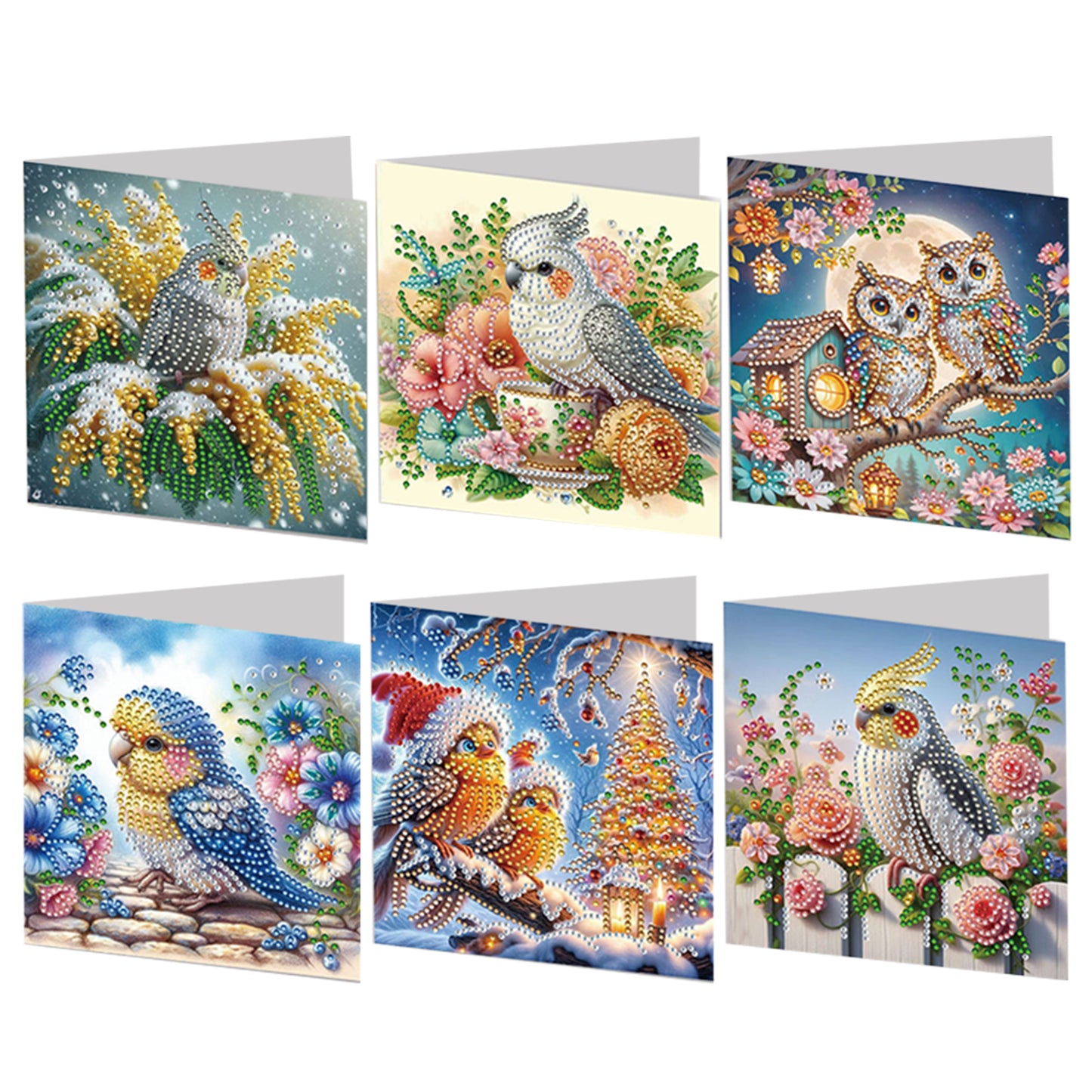 6pcs DIY Diamond Painting Greeting Card Set for Holiday Blessings Christmas Gift