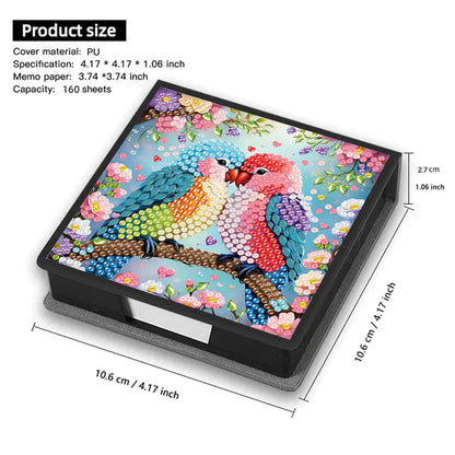 5D Bird DIY PU Diamond Painting Notecard Box with 160 Sheets Paper Note Holder