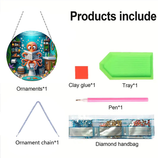 2D Flat DIY Octopus Diamond Art Pendant Double-Sided Diamond Painting Set