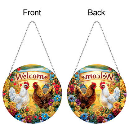 2D Flat DIY Farm Hens Diamond Art Pendant Double-Sided Diamond Painting Set