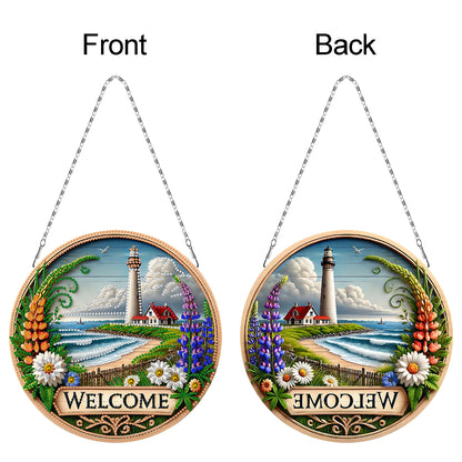 2D Flat DIY Lighthouse Diamond Art Pendant Double-Sided Diamond Painting Set