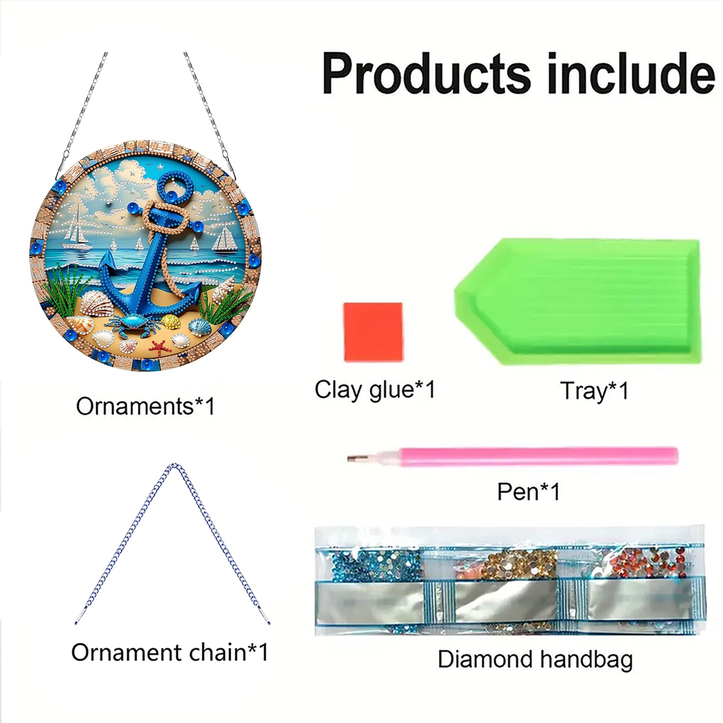 2D Flat DIY Anchor Diamond Art Pendant Double-Sided Diamond Painting Set