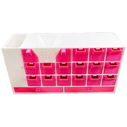 Diamond Painting Organizer 19 Drawers Diamond Painting Storage Box (White Red)
