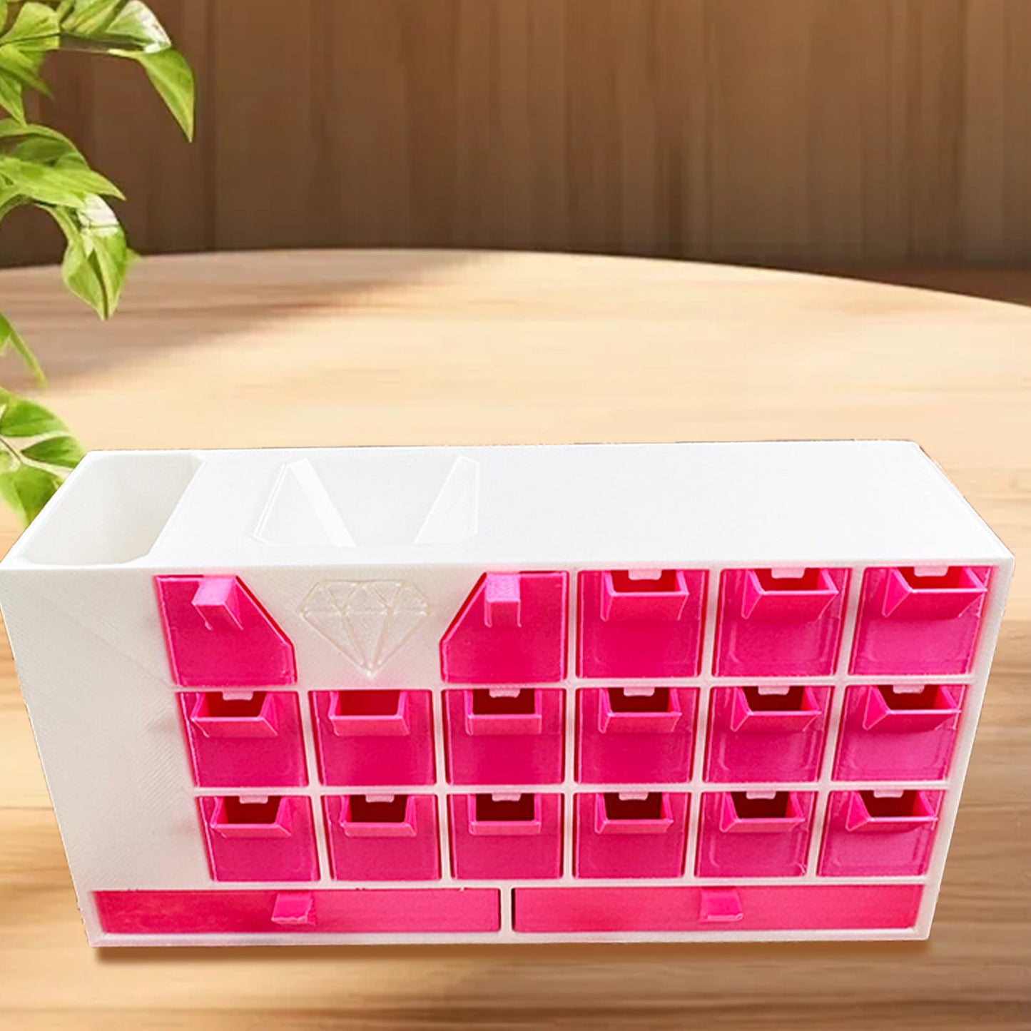 Diamond Painting Organizer 19 Drawers Diamond Painting Storage Box (White Red)
