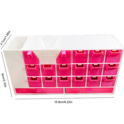 Diamond Painting Organizer 19 Drawers Diamond Painting Storage Box (White Red)