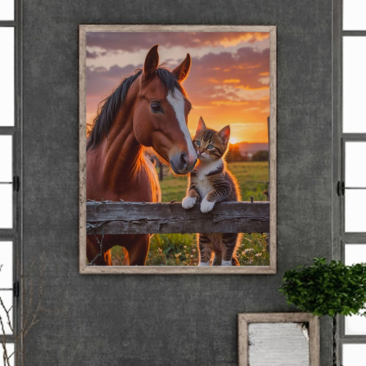 Horse And Cat - Full Round Drill Diamond Painting 40*50CM