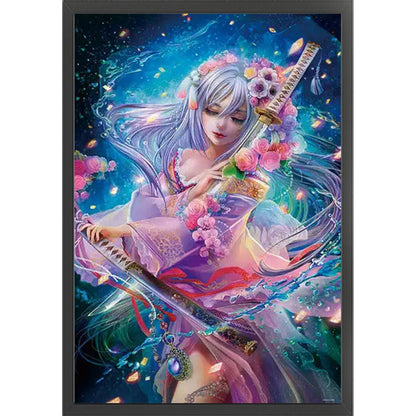 Anime Beauties - 14CT Stamped Cross Stitch 50*69CM (Egyptian cotton)(Xiaobai)