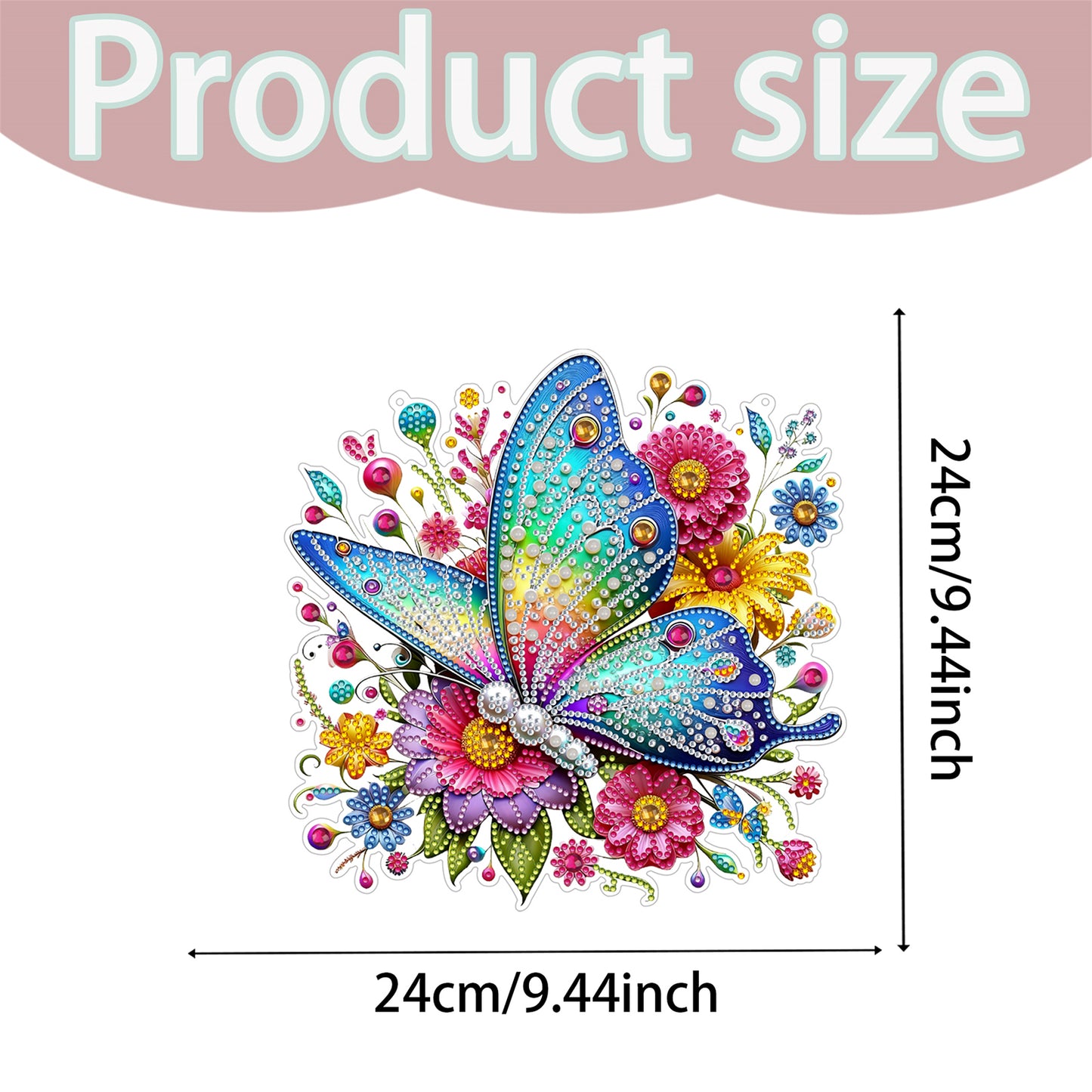 2D Flat DIY Hanging Diamond Art Kits DIY Home Decor Hanging Charm (Butterfly)