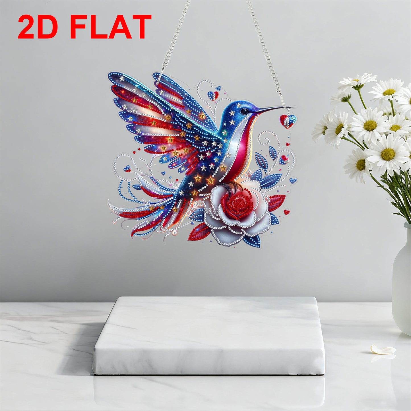 2D Flat DIY Hanging Diamond Art Kits DIY Home Decor Hanging Charm (Bird)