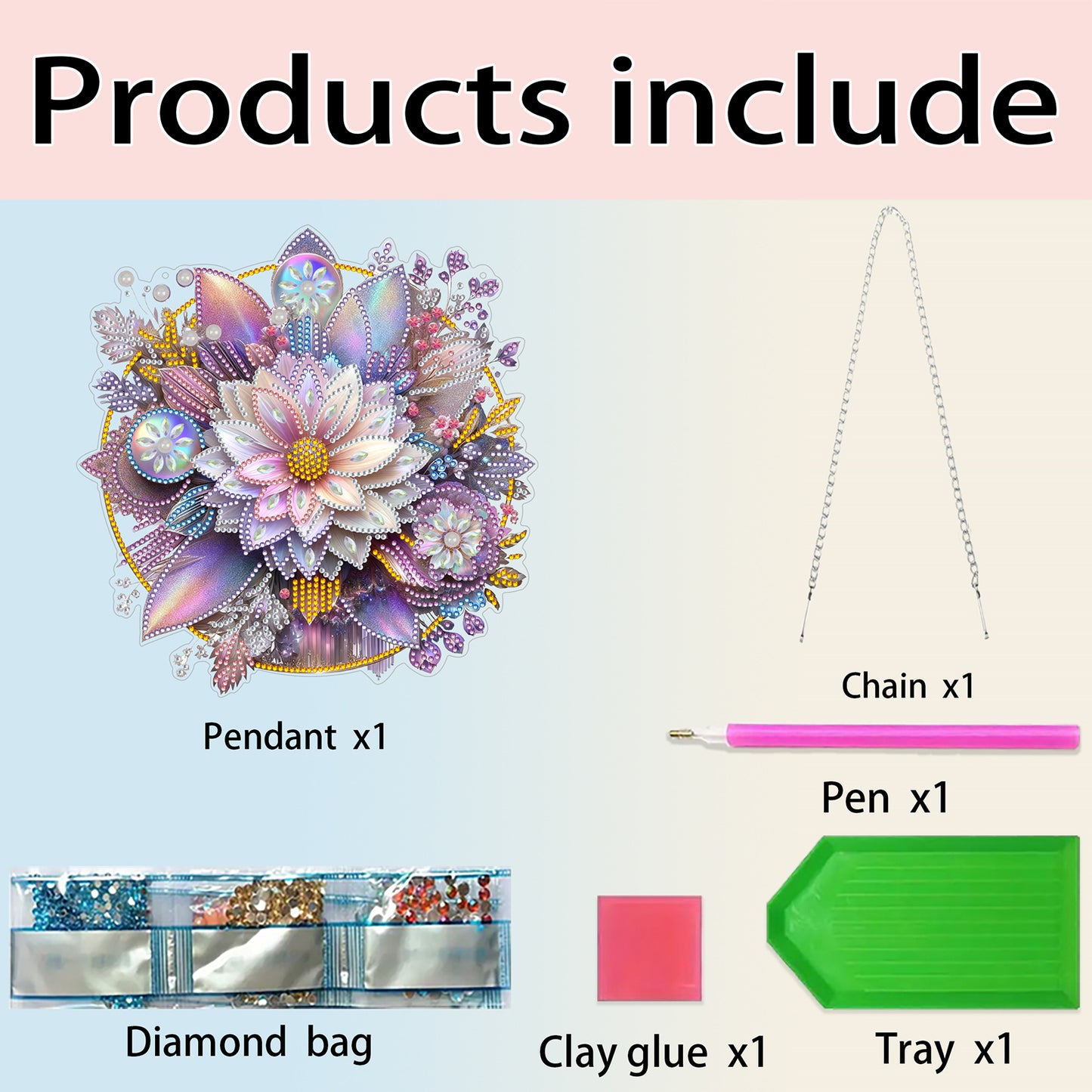 2D Flat DIY Hanging Diamond Art Kits DIY Home Decor Hanging Charm (Wreath)