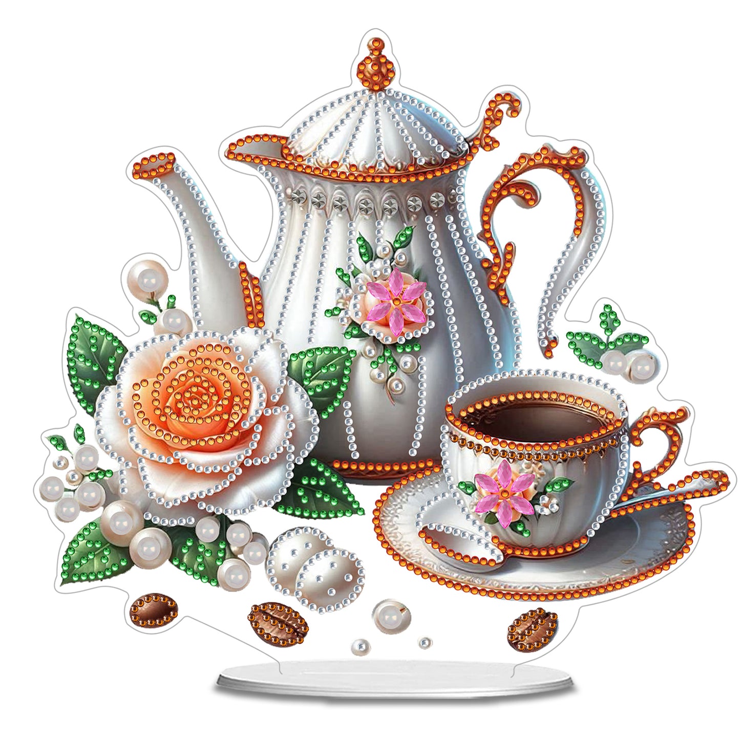 2D Flat DIY 5D DIY Diamond Art Tabletop Ornament Kit for Home Decor (Teapot)