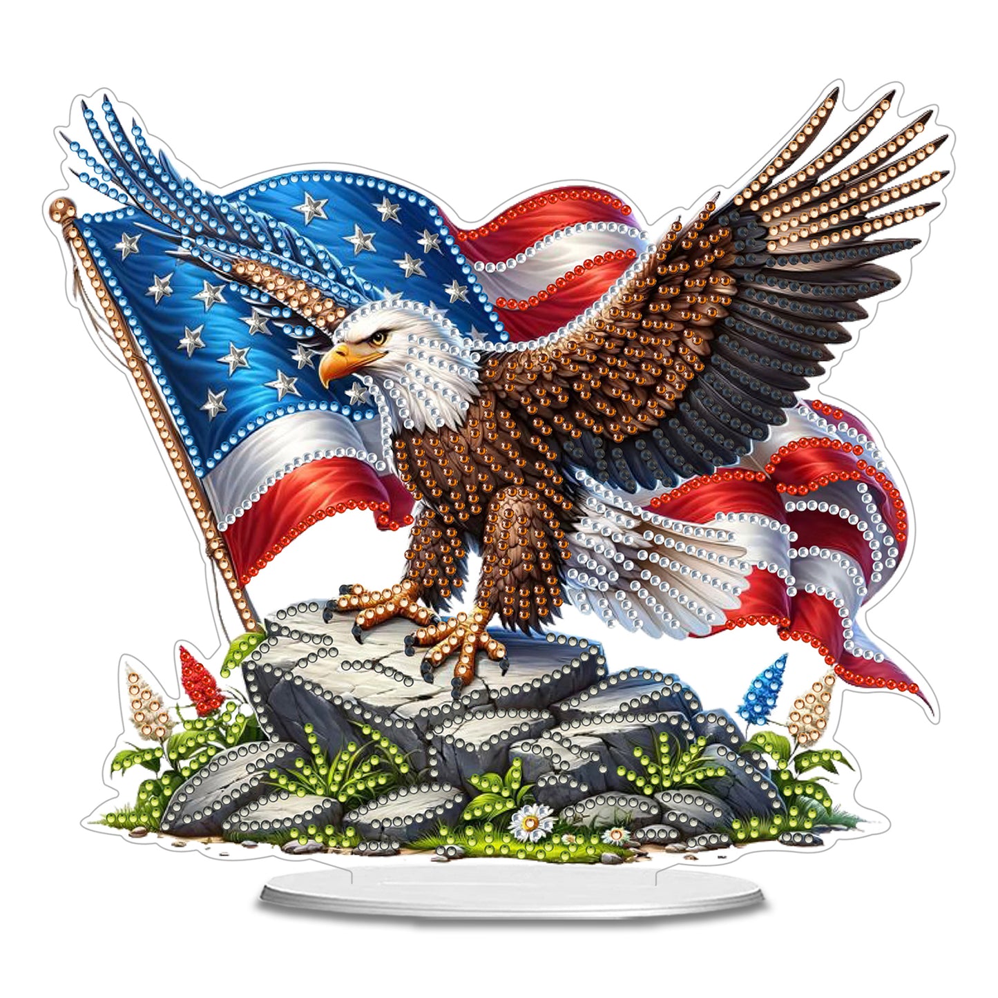 2D Flat DIY 5D DIY Diamond Art Tabletop Ornament Kit for Home Decor (Eagle)