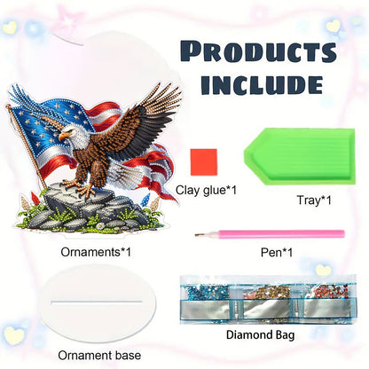 2D Flat DIY 5D DIY Diamond Art Tabletop Ornament Kit for Home Decor (Eagle)