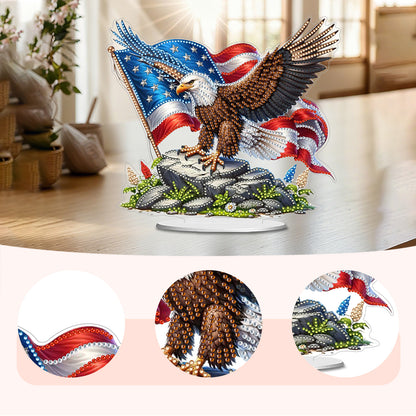 2D Flat DIY 5D DIY Diamond Art Tabletop Ornament Kit for Home Decor (Eagle)