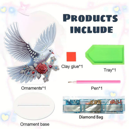 2D Flat DIY 5D DIY Diamond Art Tabletop Ornament Kit for Table Home Decor (Bird)