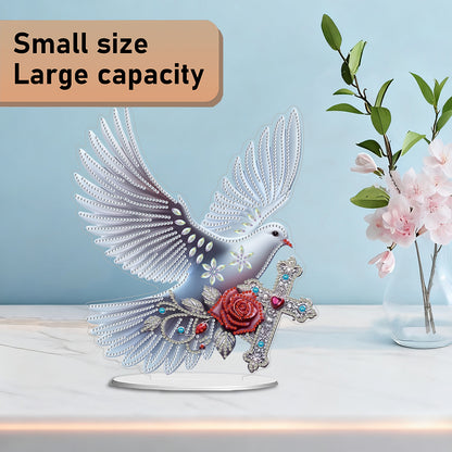 2D Flat DIY 5D DIY Diamond Art Tabletop Ornament Kit for Table Home Decor (Bird)