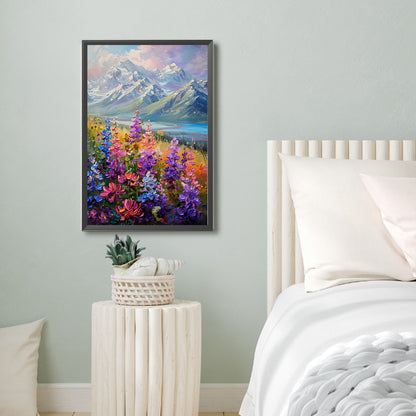 Snowy Mountains And Flowers - Full Round Drill Diamond Painting 40*60CM
