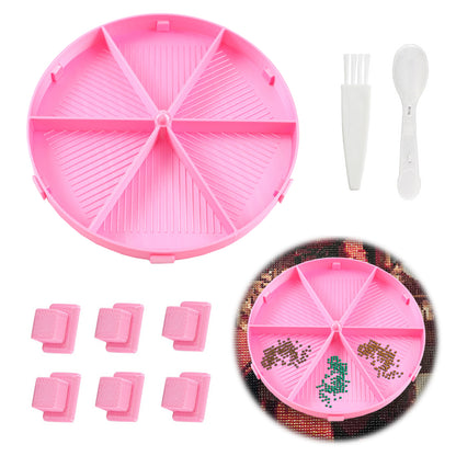 Round Beads Sorting Storage Tray Fully Enclosed Diamond Painting Tools (Pink)