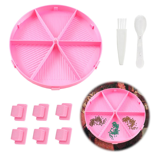 Round Beads Sorting Storage Tray Fully Enclosed Diamond Painting Tools (Pink)