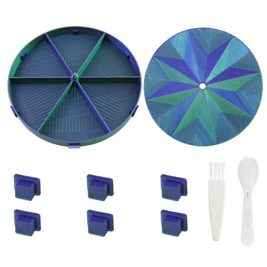 Beads Sorting Storage Tray Round Diamond Painting Tools with Lid (Blue Green)