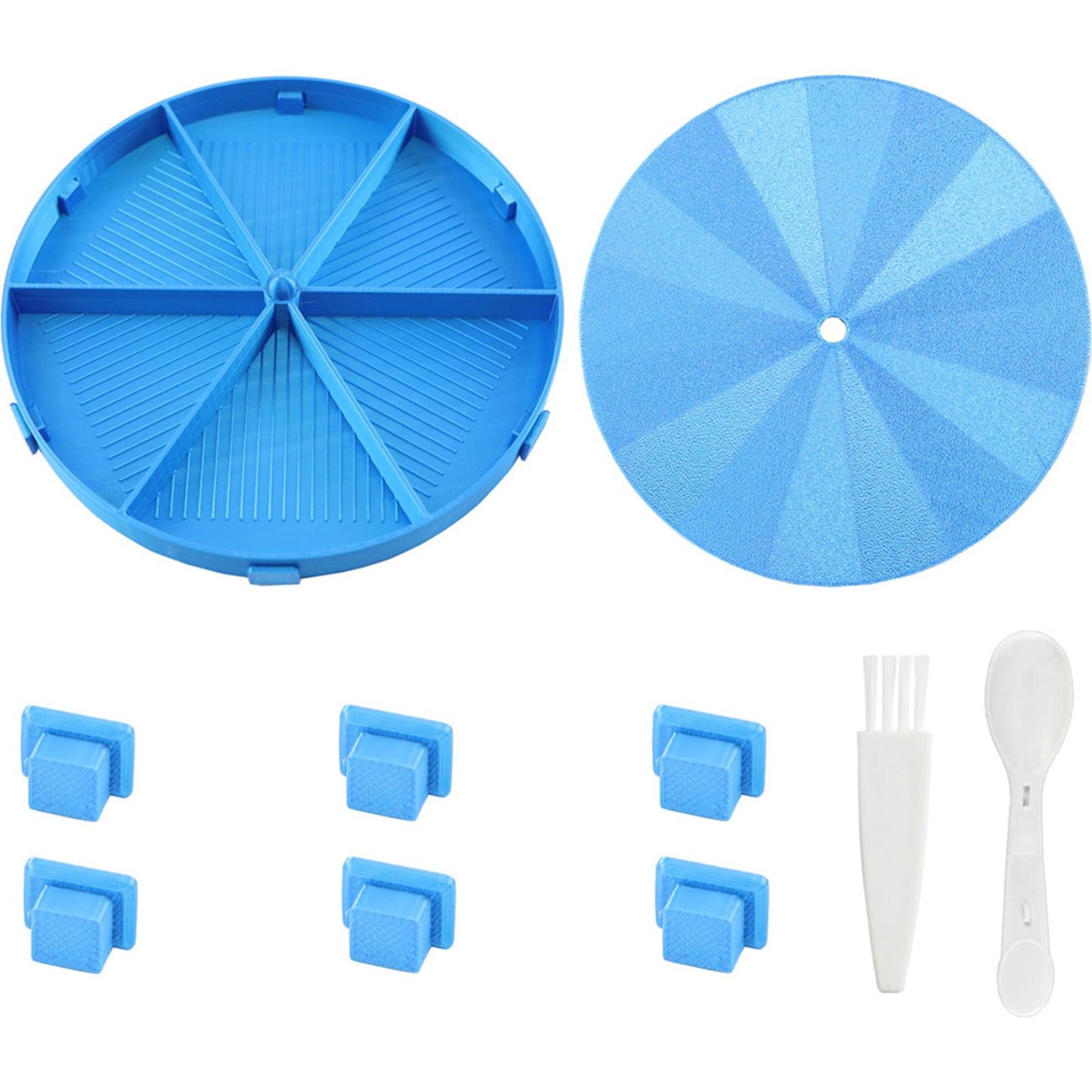 Beads Sorting Storage Tray Round Diamond Painting Tools with Lid (Blue)