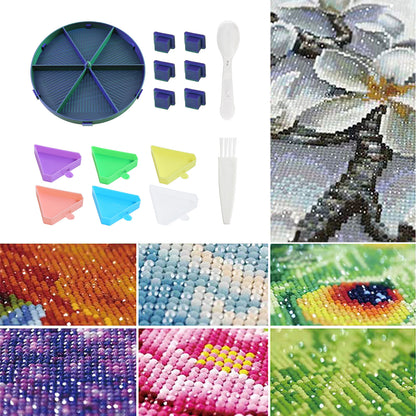 Beads Sorting Storage Tray Round Diamond Painting Tools with Dish (Blue Green)