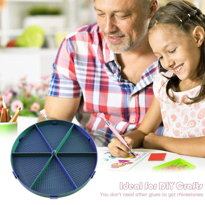 Beads Sorting Storage Tray Round Diamond Painting Tools with Dish (Blue Green)