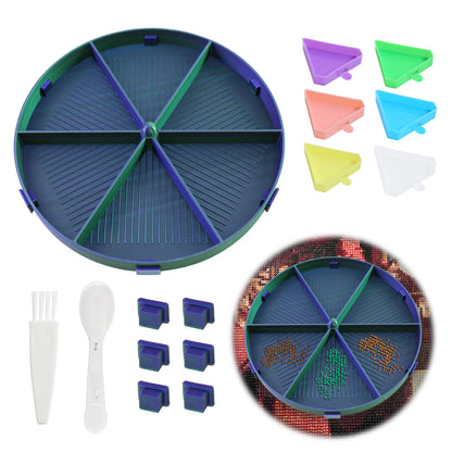 Beads Sorting Storage Tray Round Diamond Painting Tools with Dish (Blue Green)