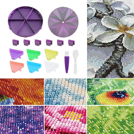 Beads Sorting Storage Tray Diamond Painting Tools with Dish Lid (Black Purple)