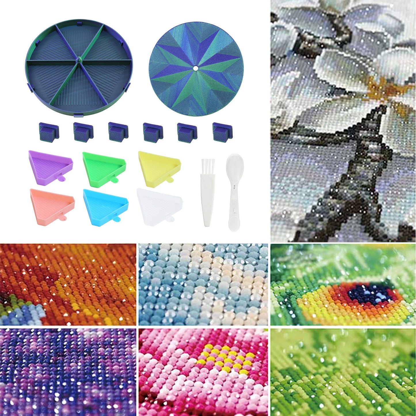 Beads Sorting Storage Tray Fully Enclosed Diamond Painting Tools (Blue Green)