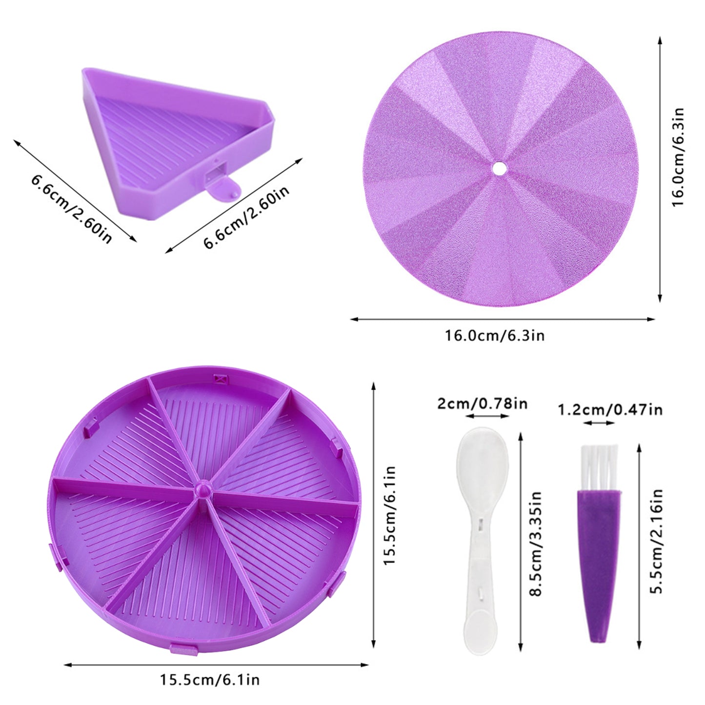 Beads Sorting Storage Tray Fully Enclosed Round Diamond Painting Tools (Purple)