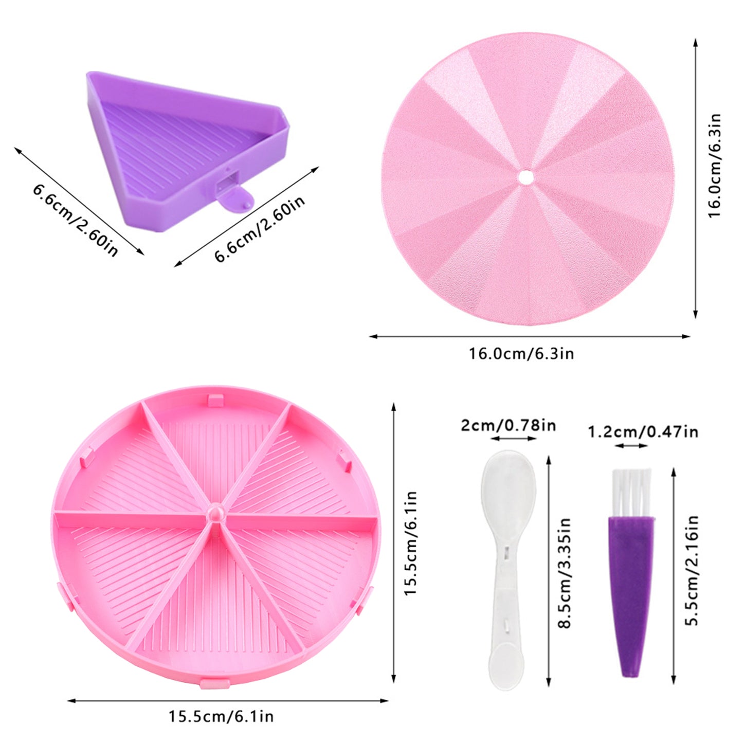 Beads Sorting Storage Tray Fully Enclosed Round Diamond Painting Tools (Pink)