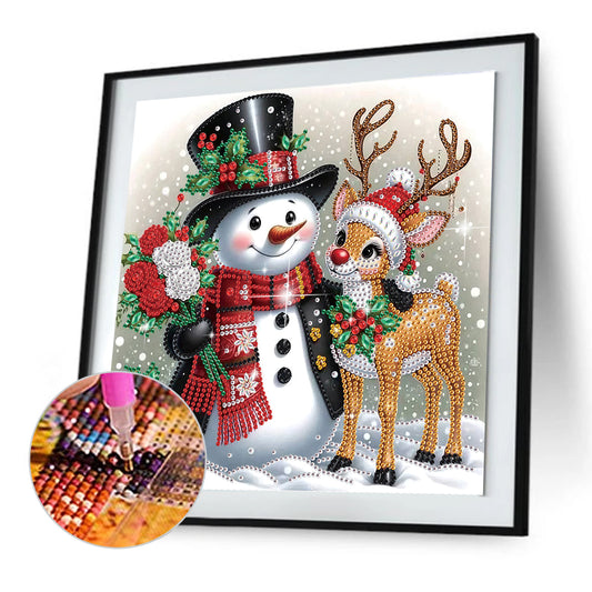 Snowman In The Snow - Special Shaped Drill Diamond Painting 30*30CM