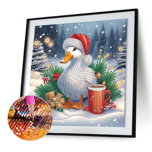 Winter Christmas Duck - Special Shaped Drill Diamond Painting 30*30CM