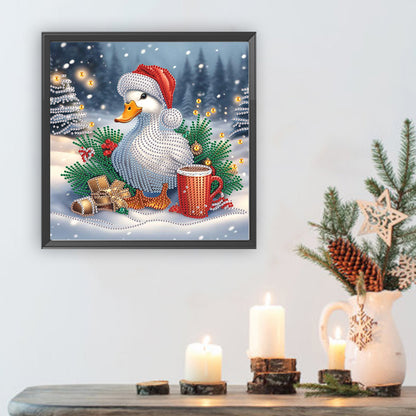 Winter Christmas Duck - Special Shaped Drill Diamond Painting 30*30CM
