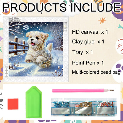 Winter Puppy - Special Shaped Drill Diamond Painting 30*30CM