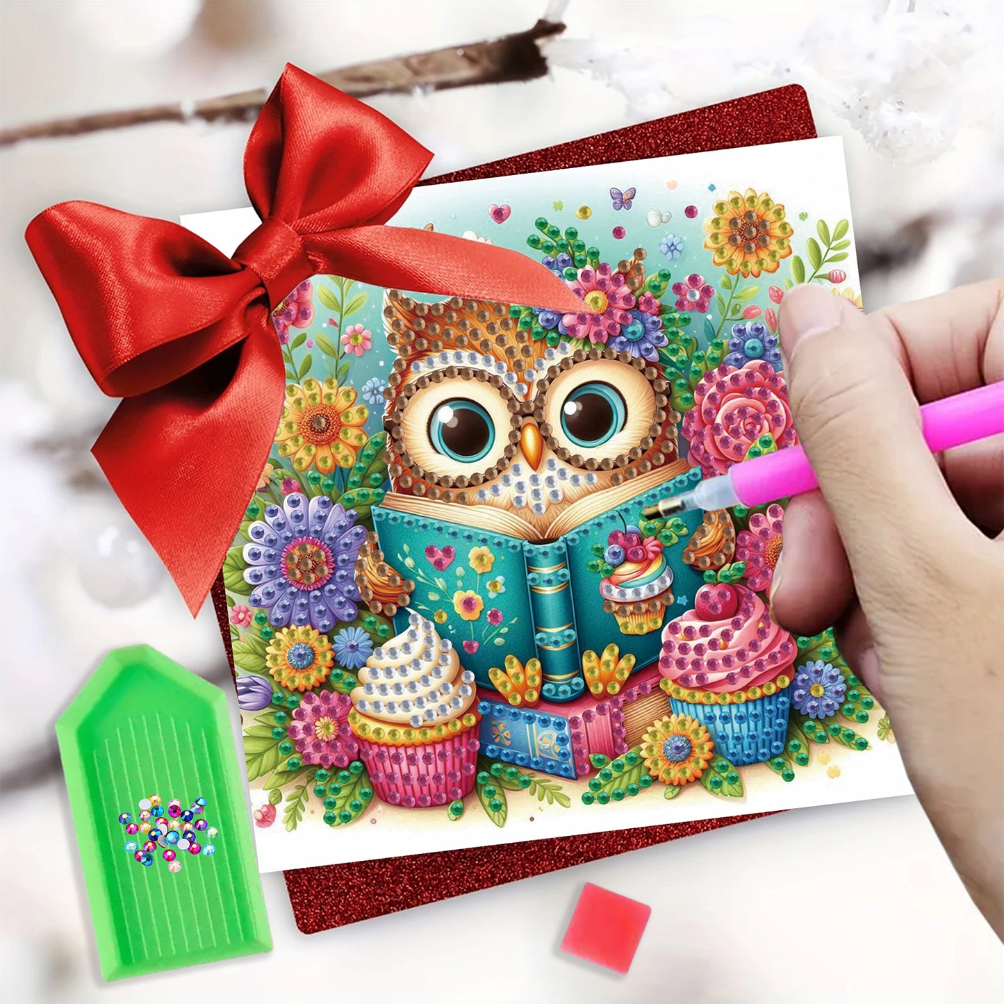 6pcs Owl DIY Diamond Art Greeting Cards Thank You Cards and Holiday Blessings